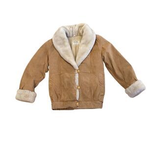Petite Sophisticate XS Beige Suede Lapel Collar Jacket Women's Winter